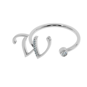 Bague initiale personnalisable en or 14K/18K Diamant de laboratoire personnalisé avec nom Cadeau délicat pour elle - Product Image 4