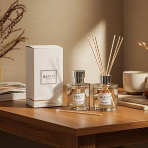 Diffusore di profumo per la casa profumo di olio essenziale di vetro trasparente bottiglia di forma rotonda con Logo personalizzato per la confezione regalo - Product Image 2