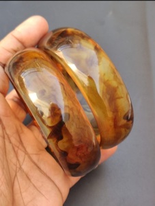 Brazaletes de moda de resina marrón claro clásico creado a mano patrón de humo pulseras de madera perlas diamantes para bodas fiestas regalos - Product Image 3