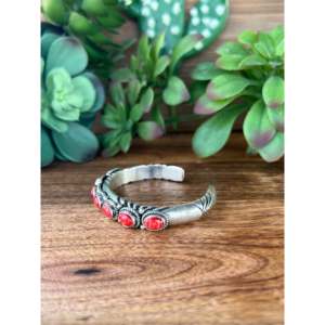 Navajo Spiny Oyster & Sterling <b>Silver</b> Fashion <b>Cuff</b> <b>Bracelet</b> - Product Image 5