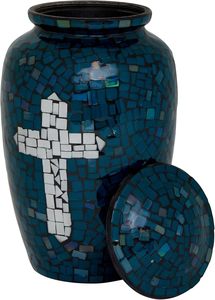 Handmade <b>Large</b> Adult Size Mosaic Glass Cremation <b>Urn</b> Unique Artwork With Individual Tiles Applied by Hand for Funerals - Product Image 6