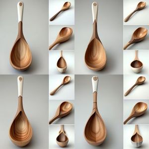 Cucharas de cocina con mango de madera personalizado, accesorios de espátula, soporte para utensilios de cocina, utensilios de cocina de madera de teca de Acacia oscura - Product Image 5