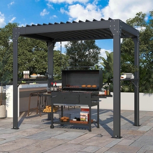 Custom Size 6x4/9x4/5x3 Outdoor Bioclimatic <strong>Pergola</strong> Waterproof Windproof Motorized Aluminum Powder Coated <strong>Gazebo</strong> LED Optional - Product Image 6