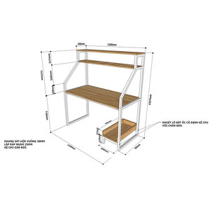 Integrated CPU Shelf and Bookshelf Computer <b>Desk</b> <b>Simple</b> Design PC <b>Desk</b> with Folding Feature and Drawer for Hotel Use COD68040 - Product Image 4