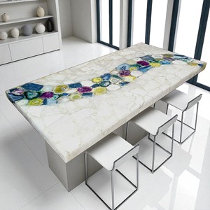 Agate <b>White</b> Dining Furniture Stone Slab Countertop Handmade Kitchen Decors Coffee Counter Console <b>Desk</b> Cafeteria Decor Luxury - Product Image 1