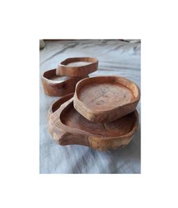 Ensemble de sous-verres en bois de style antique pour les accessoires de décoration de table à manger de cuisine à thème vintage classique traditionnel - Product Image 1