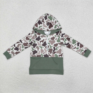 เสื้อโปโลแขนยาวลายพรางสำหรับเด็กผู้ชาย ลายม้า ซิปกระเป๋า ฮู้ดดี้ - Product Image 2