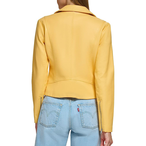 Veste en cuir jaune pour femmes Manteau d'hiver chaud Garniture en fausse fourrure Look de mode en cuir véritable de qualité supérieure 2025 Meilleure veste en cuir pour femmes - Product Image 3