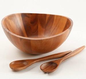 Tazón para Servir Masa de Diseño Artesanal en Madera de Acacia con Acabado Transparente, Ideal para Hogar, Hotel y Restaurante - Product Image 1