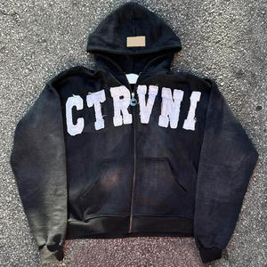 Sweat à capuche brodé en détresse pour hommes Sweatshirts en molleton de haute qualité Streetwear Vente en gros Prix bon marché - Product Image 3