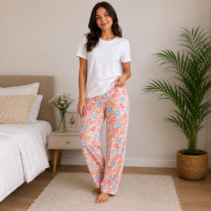 Pantalones de Dormir Personalizados para Mujer, Cintura Elástica, Pierna Ancha, Satén Viscosa, Transpirables, Hechos en Turquía, Ropa de Estar por Casa - Product Image 6