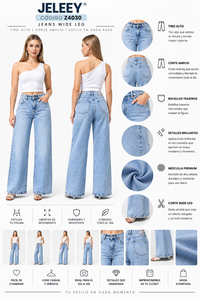 Jeans in denim a vita media e gamba dritta da donna, vestibilità regolare, lunghezza intera, lavaggio colorato, stile casual estivo semplice - Product Image 1