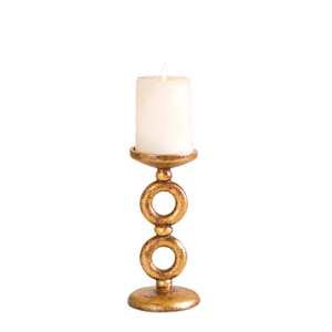 Aluminium <b>Gold</b> Textured <b>Candle</b> Holder Artistic Circular Design with Matte Finished Surface Elegant Home Event Decoration - Product Image 1