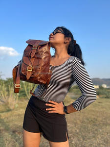 มาใหม่กระเป๋าเป้สะพายหลังหนัง Crunch วินเทจสไตล์ Rucksack กระเป๋าเป้สะพายหลังแฮนด์เมดอเนกประสงค์ Drawstring กระเป๋าเป้สะพายหลัง - Product Image 5