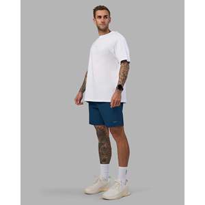 Rep 7" Performance <b>Short</b>-Night Sea Polyester Sport <b>Shorts</b> with Zipper Fly & <b>Elastic</b> <b>Waist</b> Logos Print Sizes XXS-XS - Product Image 2