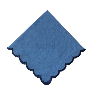 Servilletas festoneadas con bordado de lino puro azul 2025 de tendencia para fiestas en casa, bodas, eventos, granja, regalos de dama de honor - Product Image 1