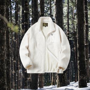 Veste en polaire vintage brodée avec logo personnalisé Unisexe Coupe ample Coupe-vent Respirante Polyester/Coton Col mandarin - Product Image 3