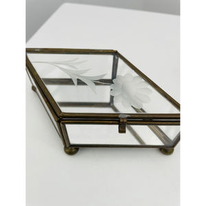 Boîte de rangement de bijoux en métal et verre pour femmes de différentes tailles boîte à bibelots en velours pour pierres précieuses stockage de collier de placement de pierres - Product Image 2