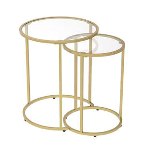 <b>Gold</b> color <b>glass</b> top <b>side</b> <b>table</b> Enamel <b>side</b> <b>tables</b> inida36 inch round <b>table</b> topLiving room - Product Image 2