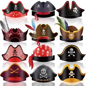 Chapeau de <span class=keywords><strong>pirate</strong></span> drôle Accessoires de fête de <span class=keywords><strong>pirate</strong></span> Casquette de costume en papier pour enfants Chapeau en papier de cosplay <span class=keywords><strong>des</strong></span> Caraïbes pour Halloween - Product Image 2