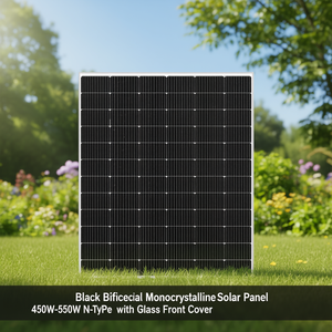 Panneau solaire monocristallin bifacial noir 450W-550W de type N avec couvercle avant en verre - Product Image 3