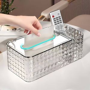 2025 soporte de pañuelos multifuncional acrílico caja Rectangular decorada con diamantes adecuado para coches sala de estar dormitorio estudio Baño - Product Image 1