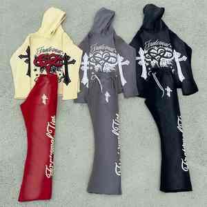 Chándal lavado desteñido para hombre, Sudadera con capucha y sudadera Vintage de peso pesado, conjunto de sudaderas y pantalones de chándal con lavado ácido de 450 Gsm - Product Image 6