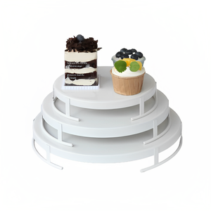 Supports à gâteaux métalliques dorés multitâches structurés au sol Présentoir à gâteaux de mariage et d'anniversaire de meilleure qualité - Product Image 4
