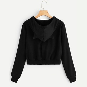 Sweat à capuche en molleton éponge personnalisé de qualité supérieure pour femmes Design court court imprimé de haute qualité décontracté à manches longues pour l'hiver ODM - Product Image 3
