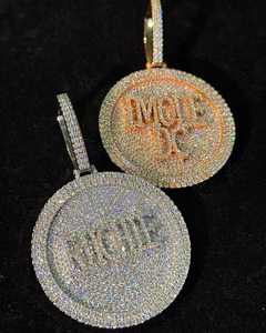 Colgantes de Letras Personalizables de Moissanita Auténtica de Corte Princesa de 3Ct, Chapados en Oro Amarillo de 14K sobre Plata de Ley, Estilo Hip Hop - Product Image 6