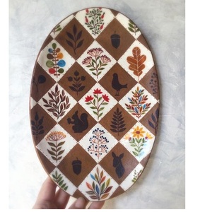 Conception en résine de décalcomanie imprimée unique Plateau de forme ovale en bois de mangue Meilleure vente - Product Image 3