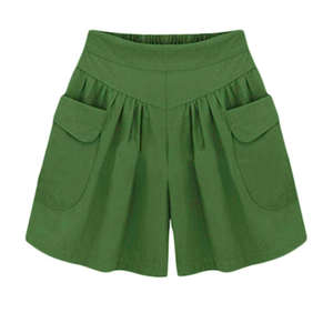 กางเกงขาสั้นทรงเอ ผู้หญิง ไซส์ M-6XL รุ่น 2025 สำหรับฤดูร้อน สีพื้น เอวสูง ยางยืด ทรงหลวม ขากว้าง ไซส์ใหญ่ สไตล์ลำลอง ระบายอากาศได้ดี - Product Image 3