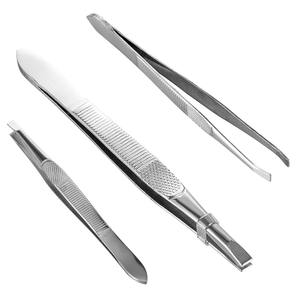 Pinzas de punta plana de acero inoxidable para cejas, extractor de pelo efectivo para eliminación de extensiones de pestañas, herramienta de maquillaje de belleza para cejas - Product Image 1