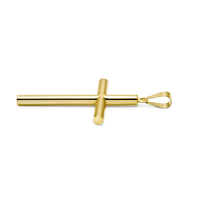 Colgante de Cruz Cristiana Religiosa Hecho a Mano en Oro de 14K, Grande, Sólido, Amarillo, Unisex, para Hombre y Mujer, Regalo, Sin Níquel