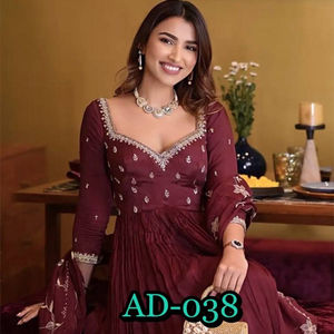 Imitation Georgette lourde avec broderie, 5 mm de séquence, manches brodées avec glands, fabrication en inde - Product Image 1