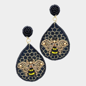 ต่างหูระย้าประดับธีมผึ้งคุณภาพระดับพรีเมี่ยมทำด้วยมือ - Product Image 1