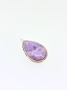 Teardrop Genuine Lavender <b>Jade</b> Cabochon Cut Gemstone Wholesale 925 Sterling Silver Bezel Setting Bohemian Style Women's Pendants - Product Image 4