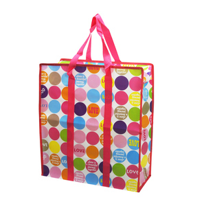 กระเป๋าช้อปปิ้งผ้า PP เคลือบลามิเนตขนาดใหญ่พร้อมปิดซิปกระเป๋าเก็บของเดินทางกันน้ำทนทาน - Product Image 2