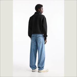 High Street Men's Premium Custom Jeans Pintado a mano Calidad Algodón Recto Mid Denim Desgastado Lavado Bolsillo Patrón Cintura - Product Image 4