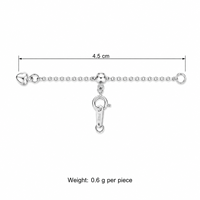 Chaîne d'extension pour collier et bracelet en argent sterling 925, breloque cœur de 4,5 cm, perle de 0,6 g, apprêts de bijoux pour femmes
