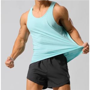 Verano de talla grande músculo deportes camiseta sin mangas transpirable Color sólido entrenamiento chaleco gimnasio Fitness secado rápido hombres camiseta sin mangas - Product Image 5