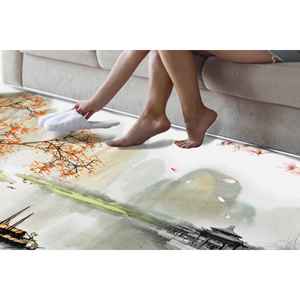 Tapis imprimé paysage japonais - Design samouraï, grand tapis imprimé en 3D, tapis doux non tissé - Product Image 1