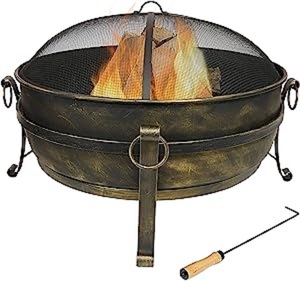 Juego de barbacoa de carbón portátil redondo para interior/exterior y pozo de fuego multiusos con asas laterales diseño de jaula de quemador de madera pozo de fuego - Product Image 6
