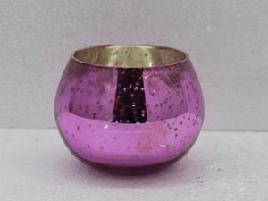 Soporte votivo de cristal decorativo artesanal, tarro de vela con acabado púrpura oscuro para sala de estar, hecho a mano, personalizado - Product Image 5