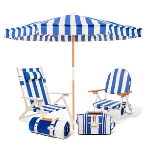 Grand Parapluie Amalfi Luxe Robuste Cadres en fibre de verre Bois Rayé Piscine Parapluie de Plage pour Patio Extérieur Café Jardin - Product Image 6