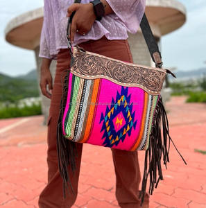 Aztec Saddle Blanket Hand Tolled Carving Fringe <b>Sling</b> Bohemian Aztec Fabric <b>Bags</b> Stylish Collection Hot Selling <b>Bags</b> <b>for</b> <b>Women</b> - Product Image 2