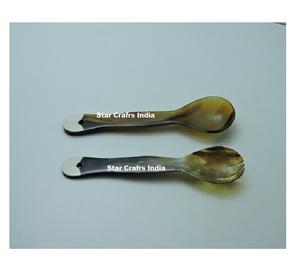 <b>Miniature</b> Black and Brown Natural Pattern Horn Spoon Luxury Horn Salad Tool for Salt Serving and Gift Hampers - Product Image 5