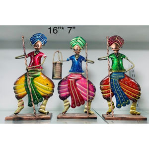Juego de Figuras Metálicas de Músicos Tradicionales de Rajastán - Diseño Art Deco Articulado para Celebraciones de Diwali y Bodas - Product Image 2
