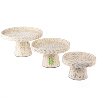 Vente chaude Élégant Mère de Perle Gâteau Stand Buffet Présentoir Ensemble de 3 Plateau De Service Gâteau Stand Chocolat Plateau du Vietnam