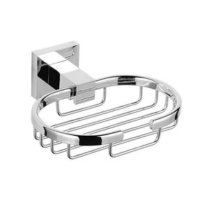 Set di accessori da bagno in ottone cromato lucido AMG portasapone singolo portasapone con griglia per bagni moderni - Product Image 1